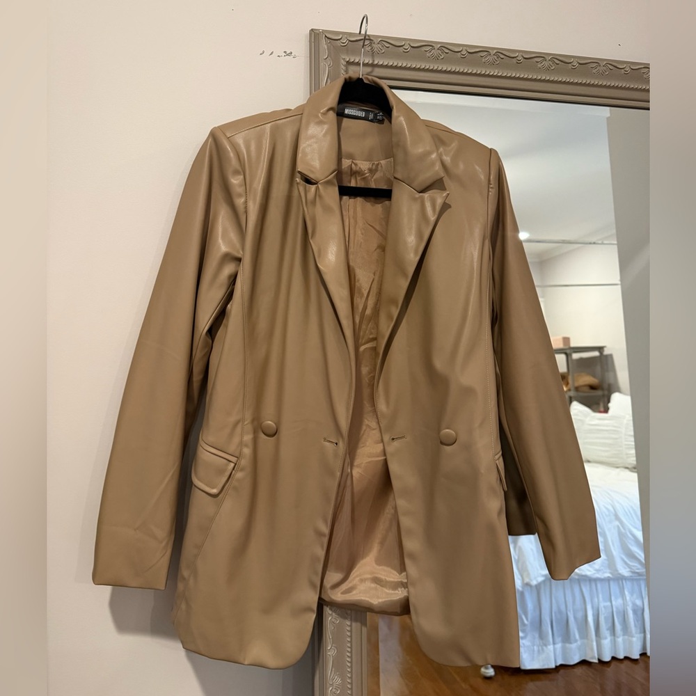 Missguided Faux Leather Blazer Jacket